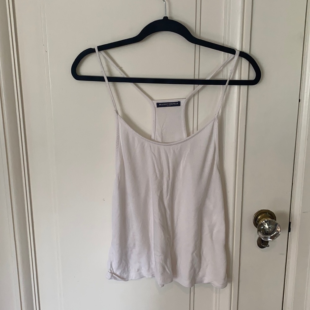 Brandy Melville White Tank Spaghetti Strap Flowwy Top